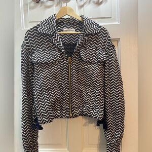 Sonia Rykiel Paris Chevron Knit Cropped Jacket Size 38